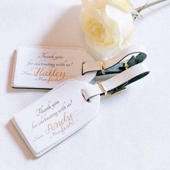 Party Supplies 19 Travel Luggage Tag White Palm Tree Wedding Favors Escort Seating Cards